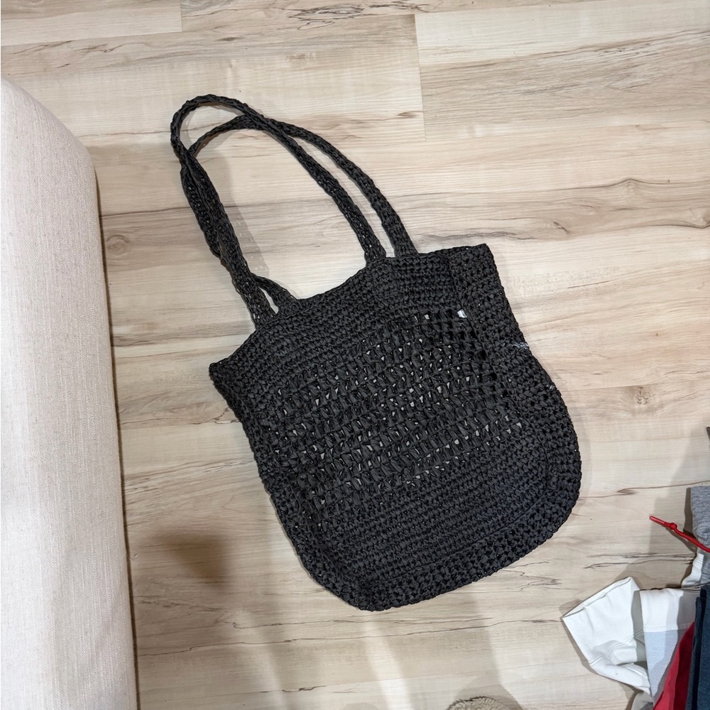 Old Navy Black Crochet Tote Bag
